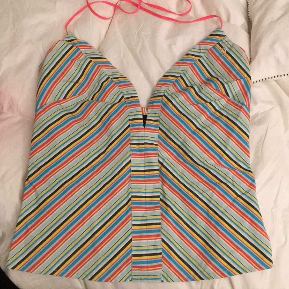 Rainbow striped halter top
